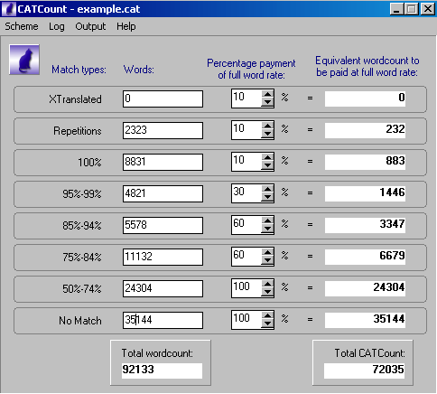 CATCount: Computer Assisted Translation Screenshot